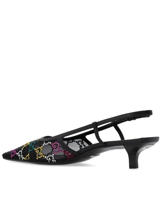 RETAIL $1220 - GUCCI GG MESH CRYSTAL SLINGBACK KITTEN HEEL - 35.5 - Picture 3 of 7